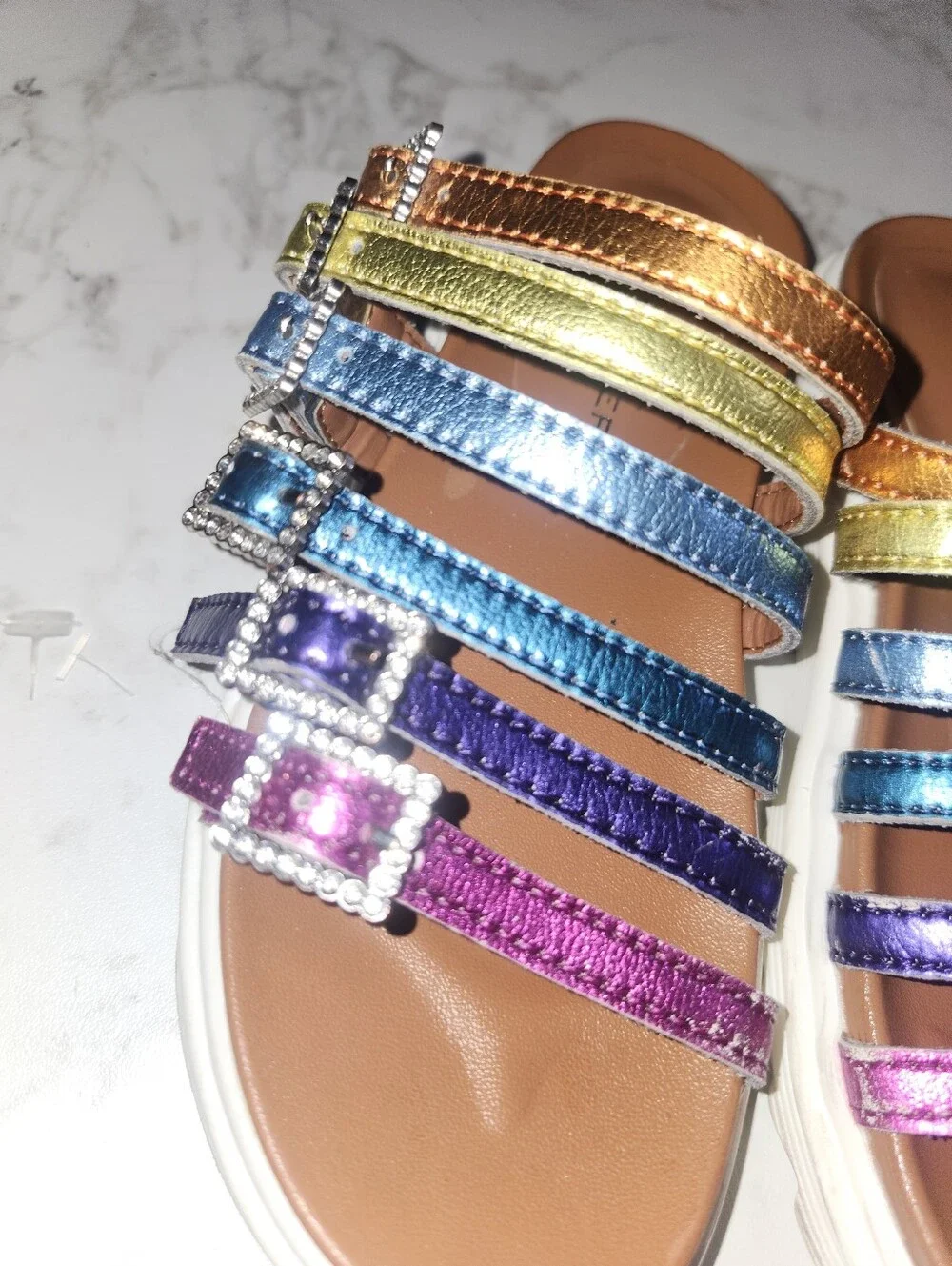 Kurt Geiger London Multi-Strap Metallic Slide Sandals